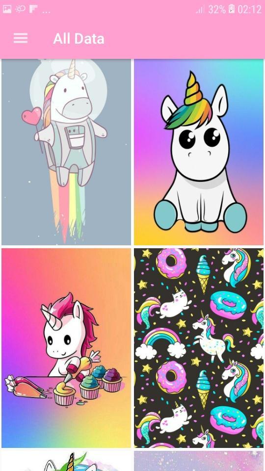 Scarica Gratis Images Papier Peint Kawaii Unicorn Arriere Plans Mignons Pour Android actualisé par