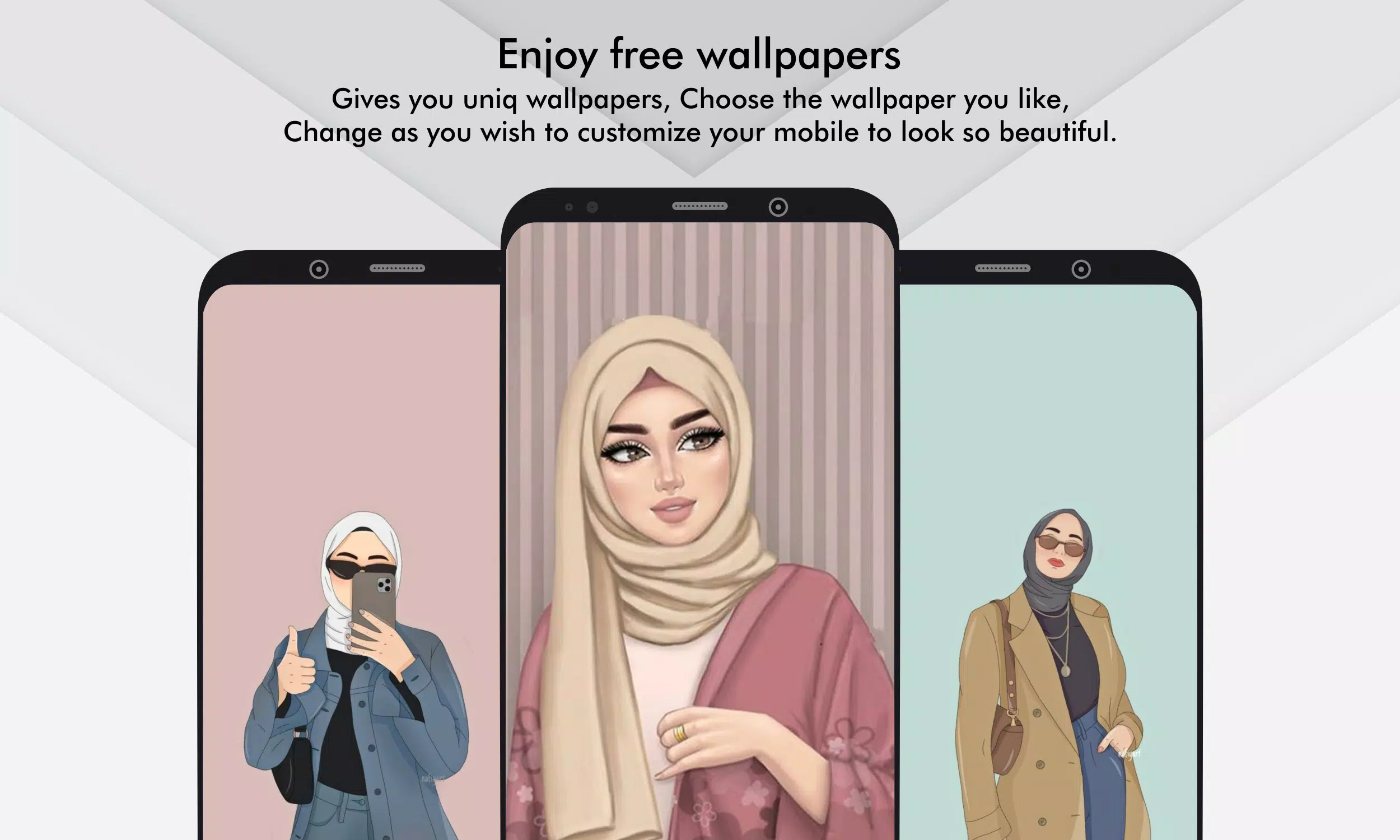 Beautiful and cute hijab girls cartoon pic for wallpapers and