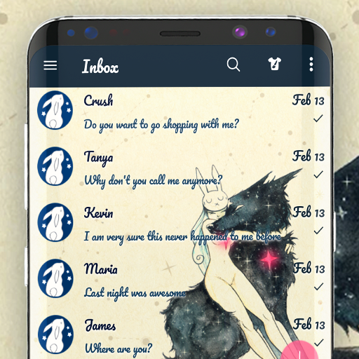 Cute Rabbit Wolf SMS Theme