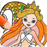 Mermaid Coloring Pages Glitter icône