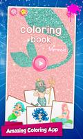 Mermaid Coloring Pages Glitter Affiche