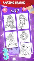 Mermaid Coloring Pages Glitter captura de pantalla 1