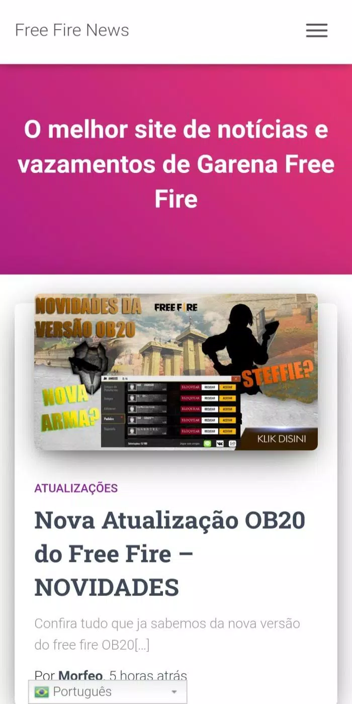 Nova melhor atualização do Free fire?, Hora do FF