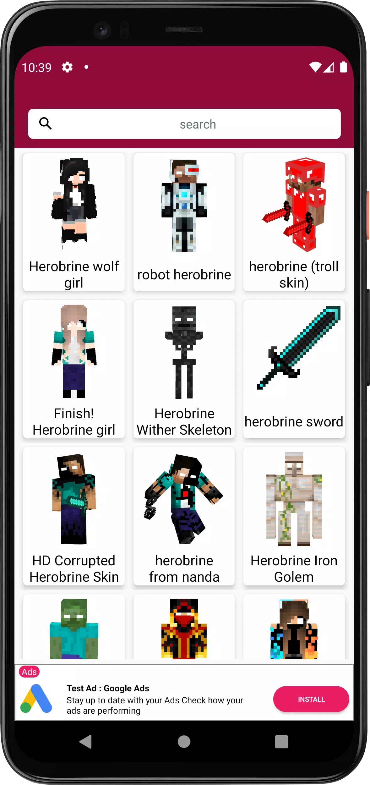 App skin herobrine world mcpe Android app 2022 