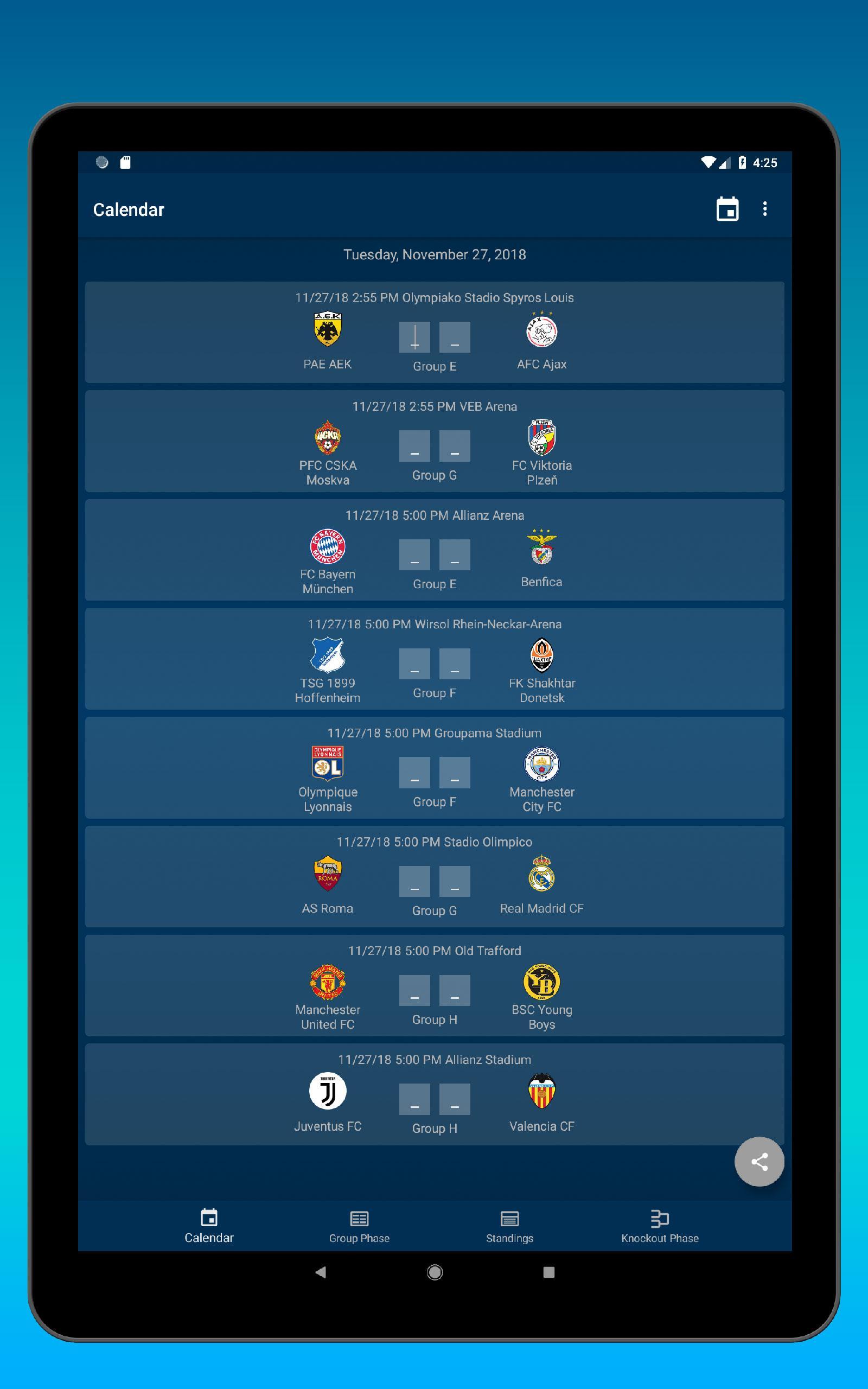 Descarga de APK de Calculador Champions League para Android