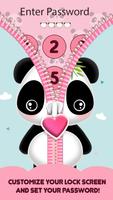 Cute Panda Zipper Lock Screen Affiche