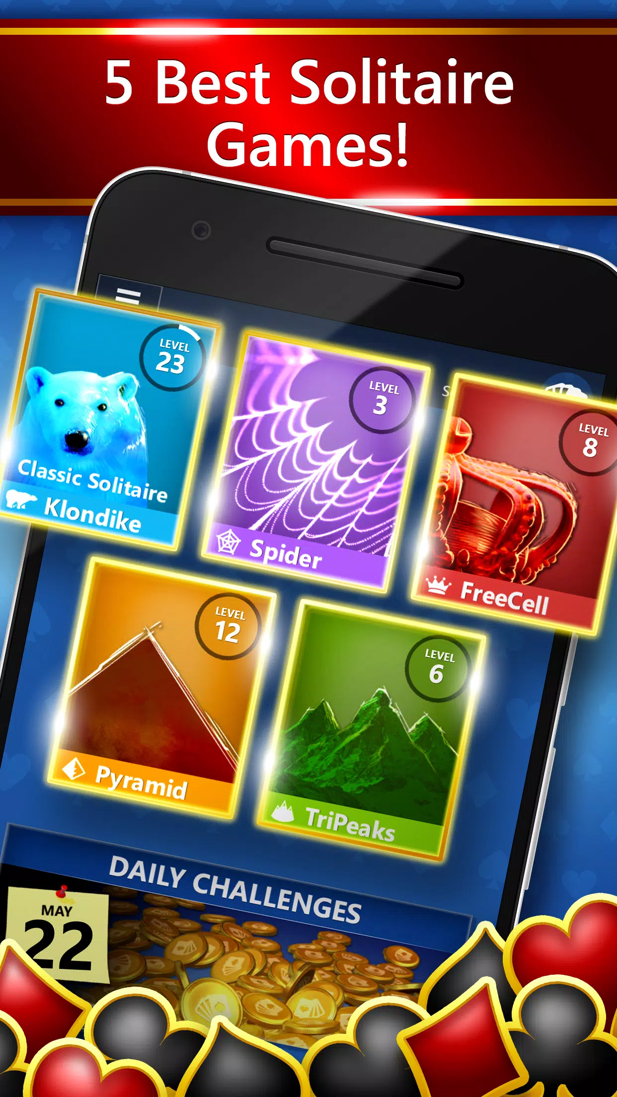 ♦️ Jogo gratuito  Microsoft Solitaire para Android tem