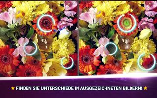 Unterschiede Finden Blumen - F Plakat