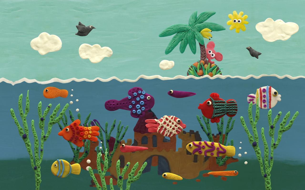 Живой мир морей и океанов подготовительная. Пластилиновая живопись Морское дно. Пластилинография для детей Морское дно. Аппликация на тему морские обитатели. Аппликации из пластилина для детей.