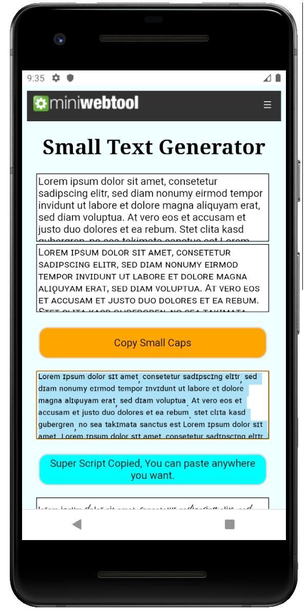 Small Text Generator APK for Android Download