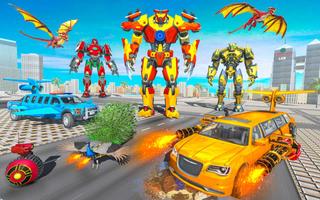 Flying Limo Robot Car Games постер