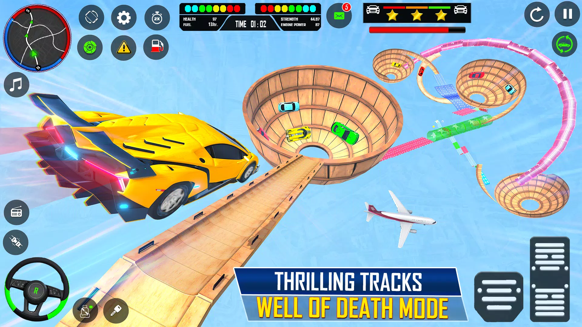 Futuristic Mega Impossible Tracks Car Racing Plane Stunts