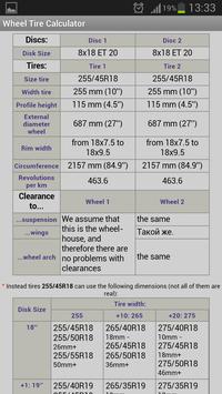 Wheel Tire Calculator 截图 2