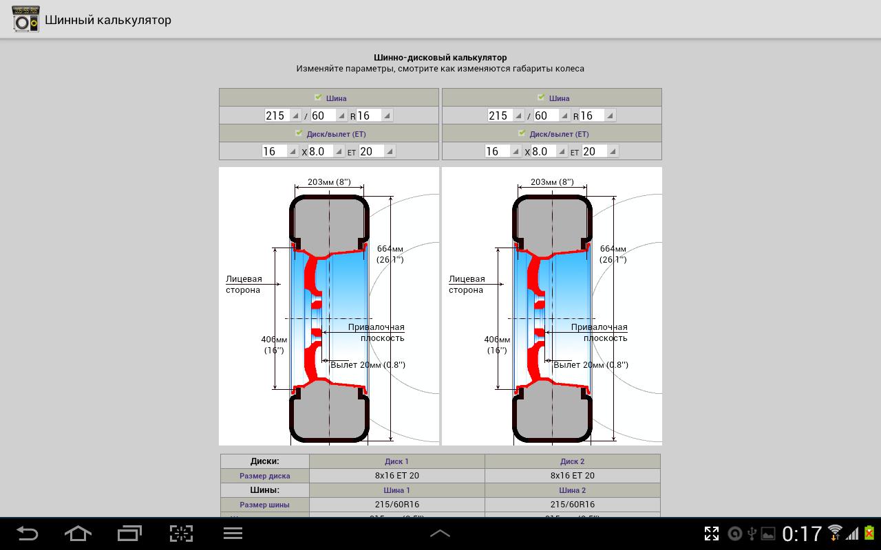Калькулятор резины и дисков