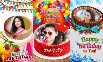 Birthday Photo Maker with Name Affiche