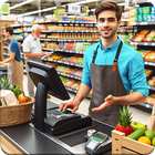 Cajero de supermercado en 3D icono