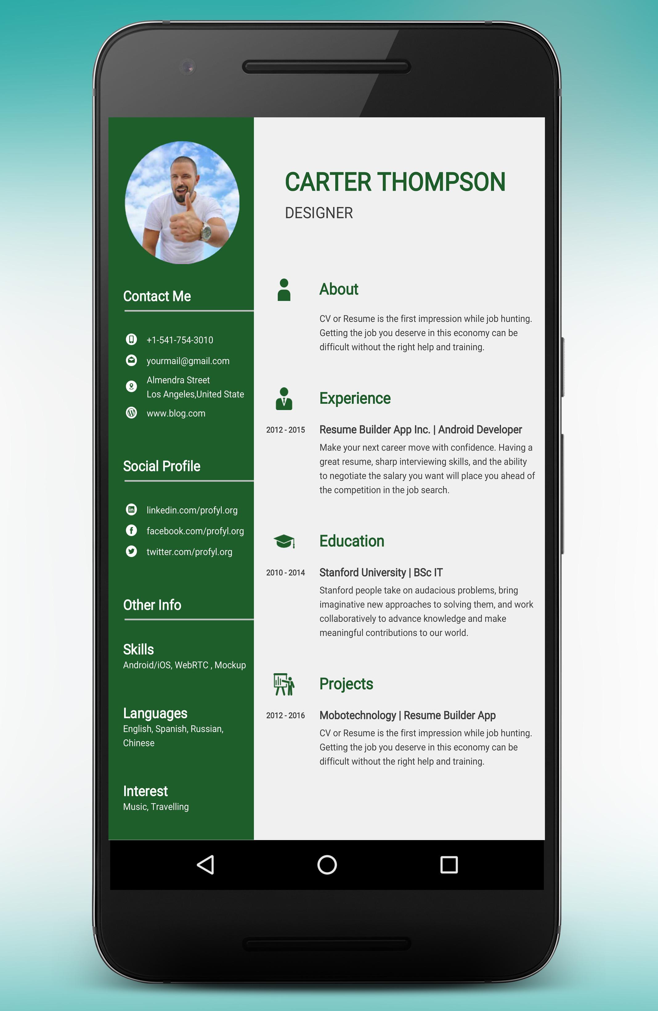 resume writing app