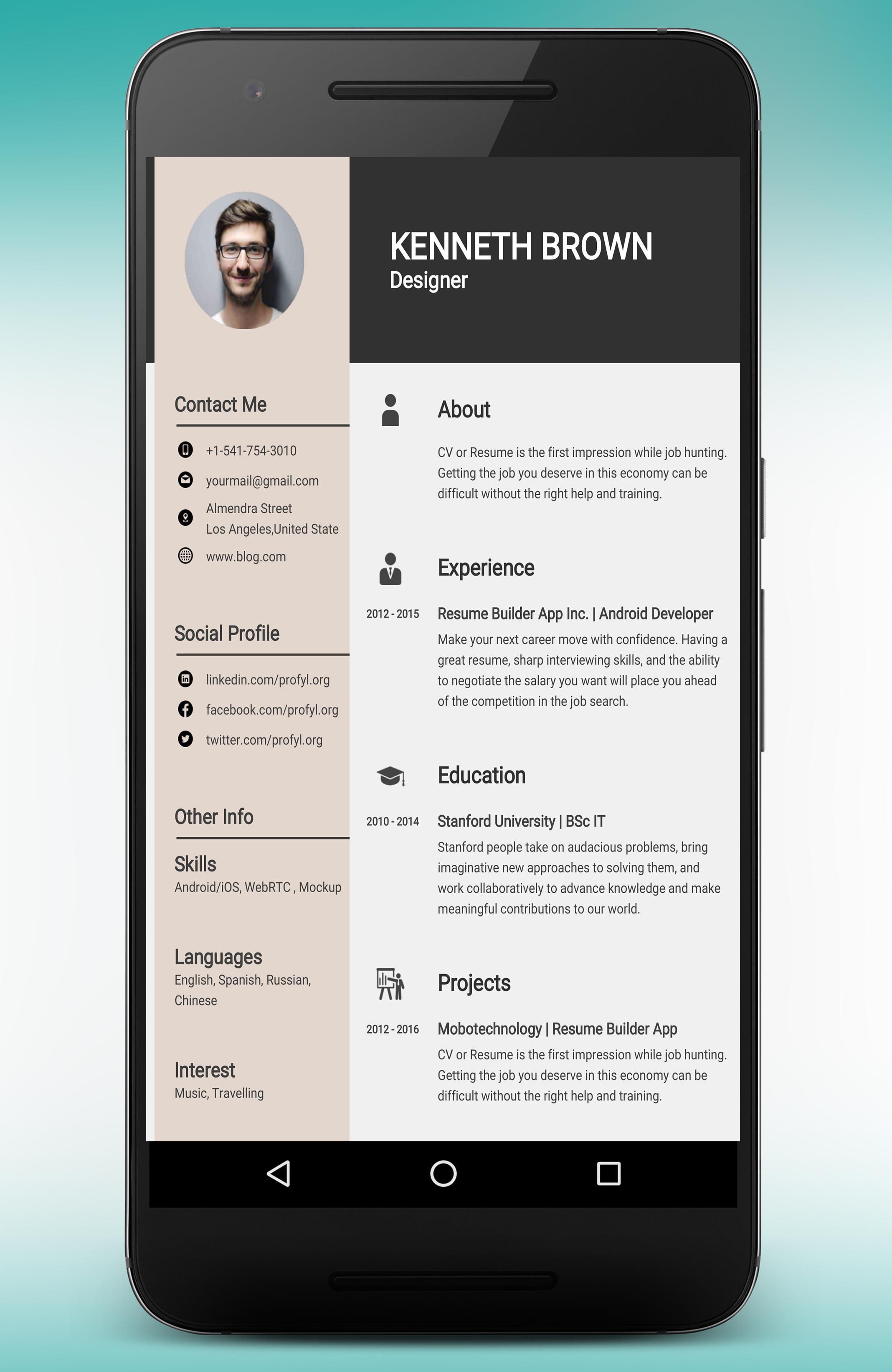 curriculum vitae per iphone scaricare