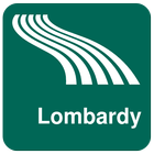Karte von Lombardei offline Zeichen