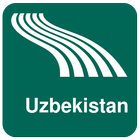 Karte von Usbekistan offline Zeichen