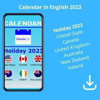 calendar in english 2023 Affiche