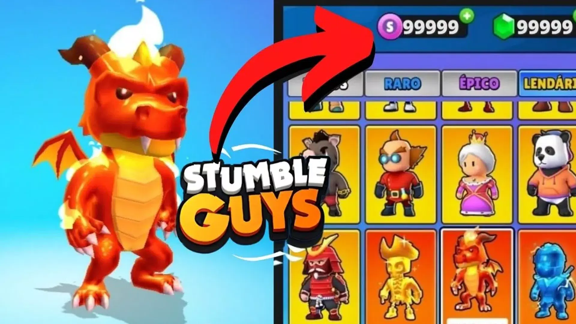 Stumble Guys Mod Apk, tenha todos as Skins, Emotes, Gemas