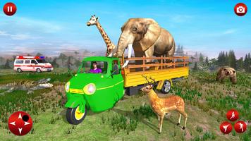 Wild Animal Transport Tuk Tuk Simulator الملصق