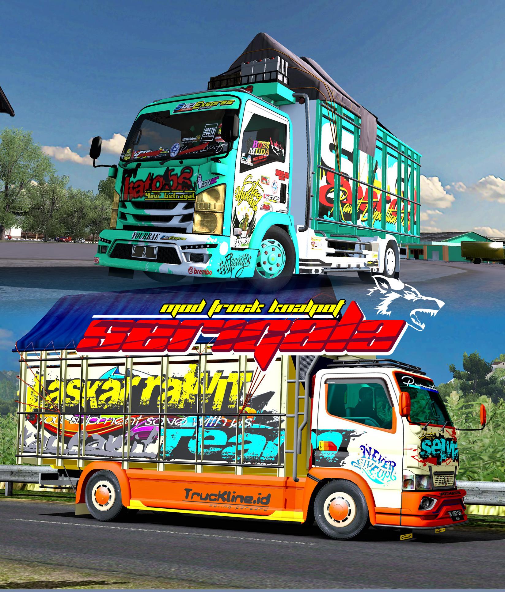 Download mod bussid truck canter full strobo knalpot serigala