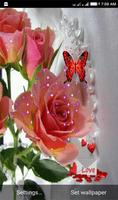 Pink Rose Butterfly Live Wallpaper پوسٹر