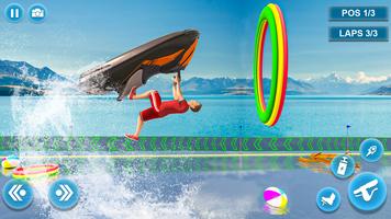 jeu course bateu à eau jet ski Affiche