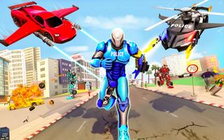Flying Helicopter Police Robot Car Transform Game capture d'écran 1