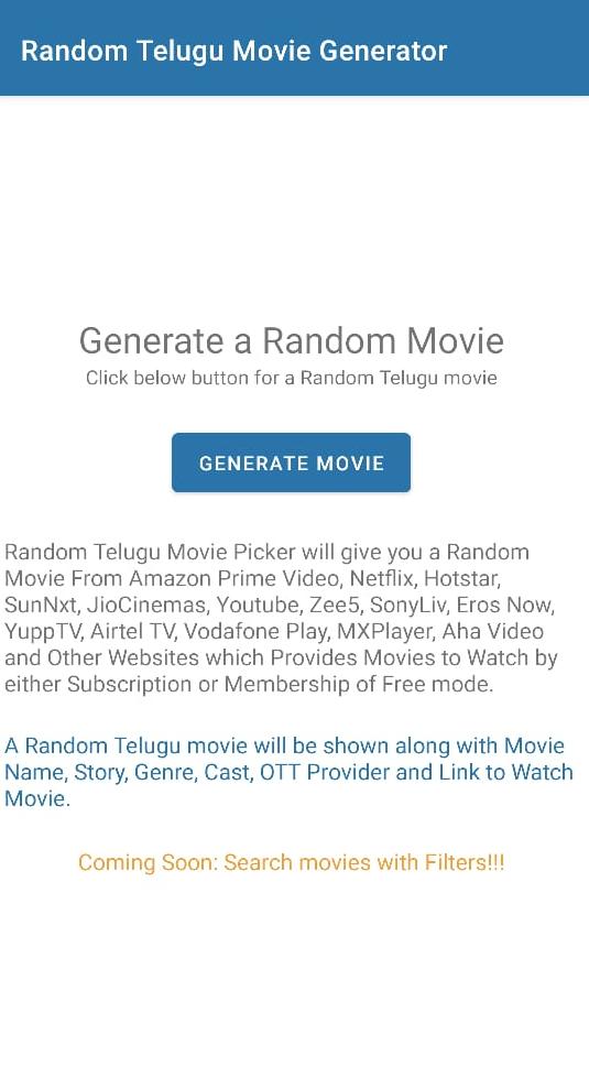 Random Telugu Movie Generator APK voor Android Download