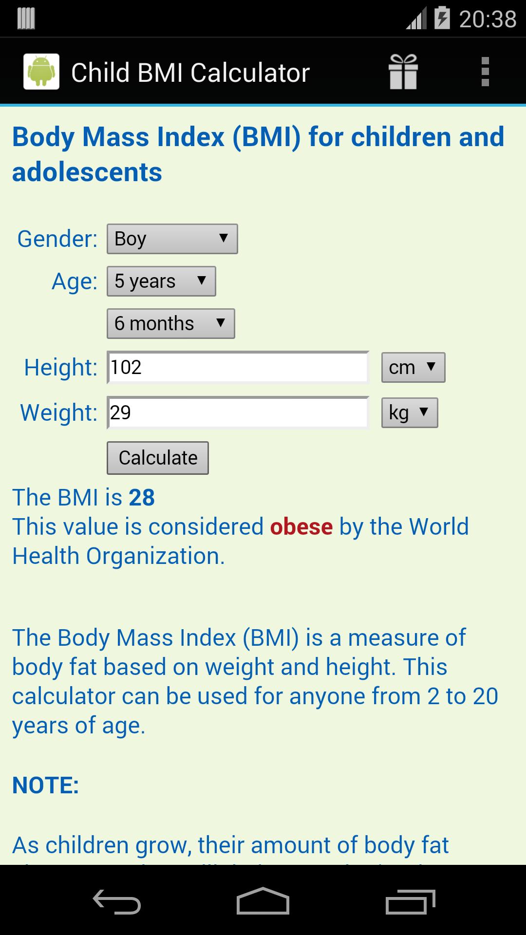 Child Bmi Calculator For Android Apk Download