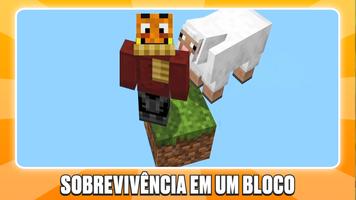 E um bloco One Block Minecraft Cartaz