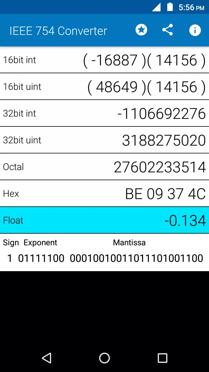 Binary Hex Dec IEEE754 Float APK for Android Download