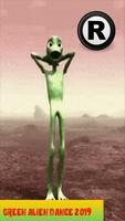 Green alien dance button poster