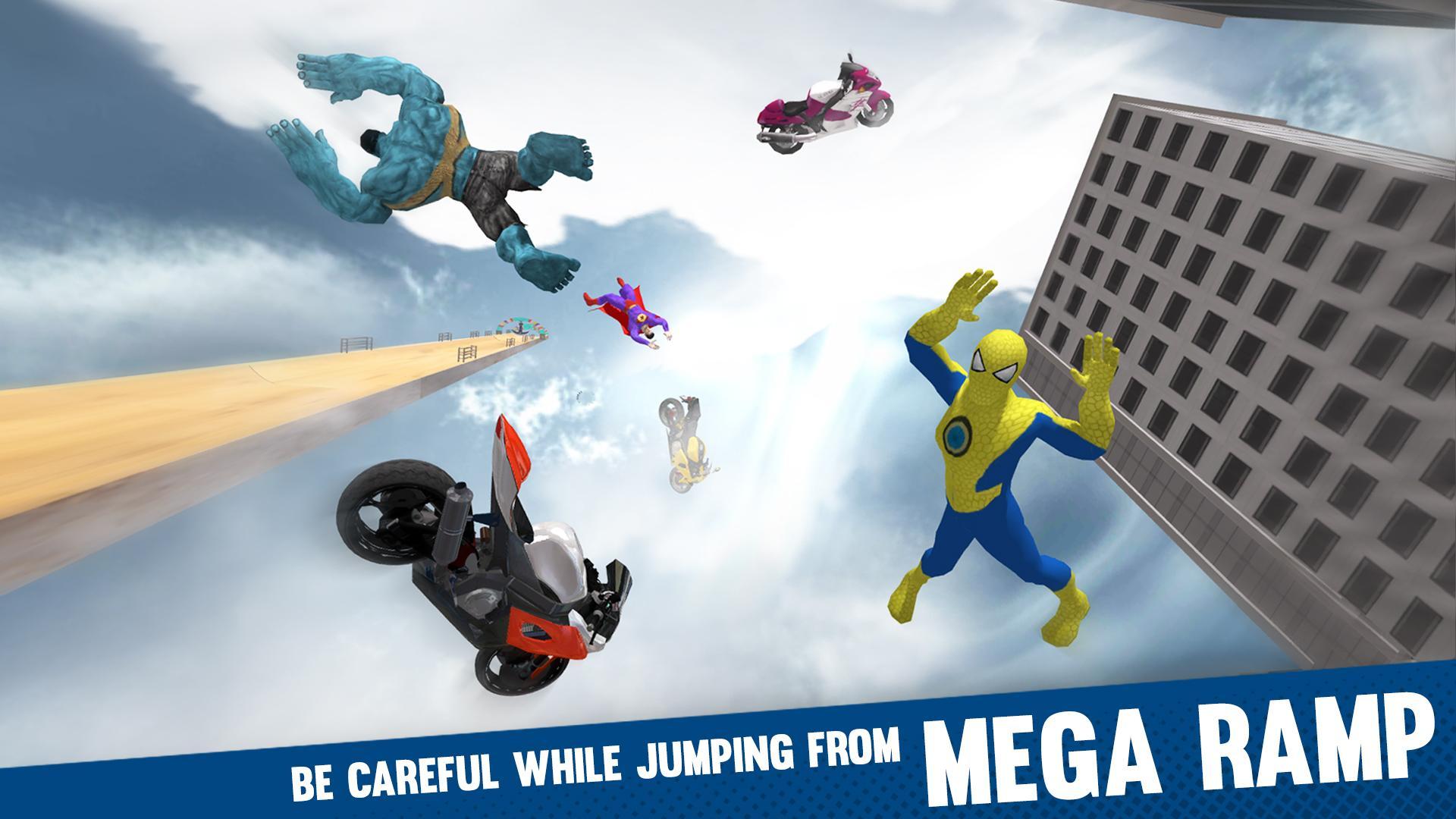 Super Hero Bike Mega Ramp Stunt Racing Simulator For Android Apk Download - roblox mega challenge ad youtube heroes of the