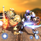Robot Transformers Fighting - robot fight in city Zeichen