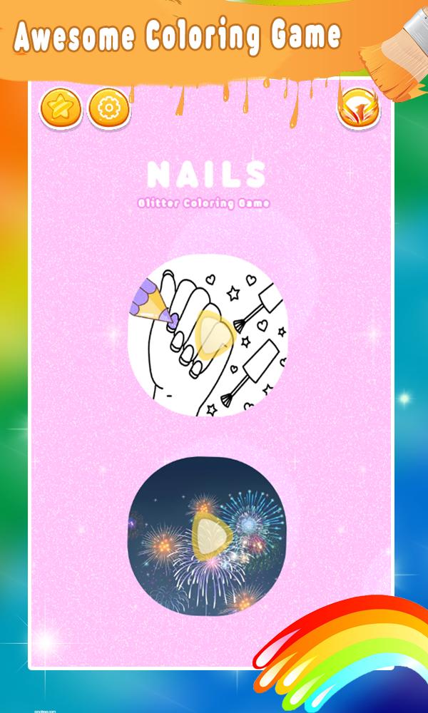 glitter nail drawing book and coloring game for android