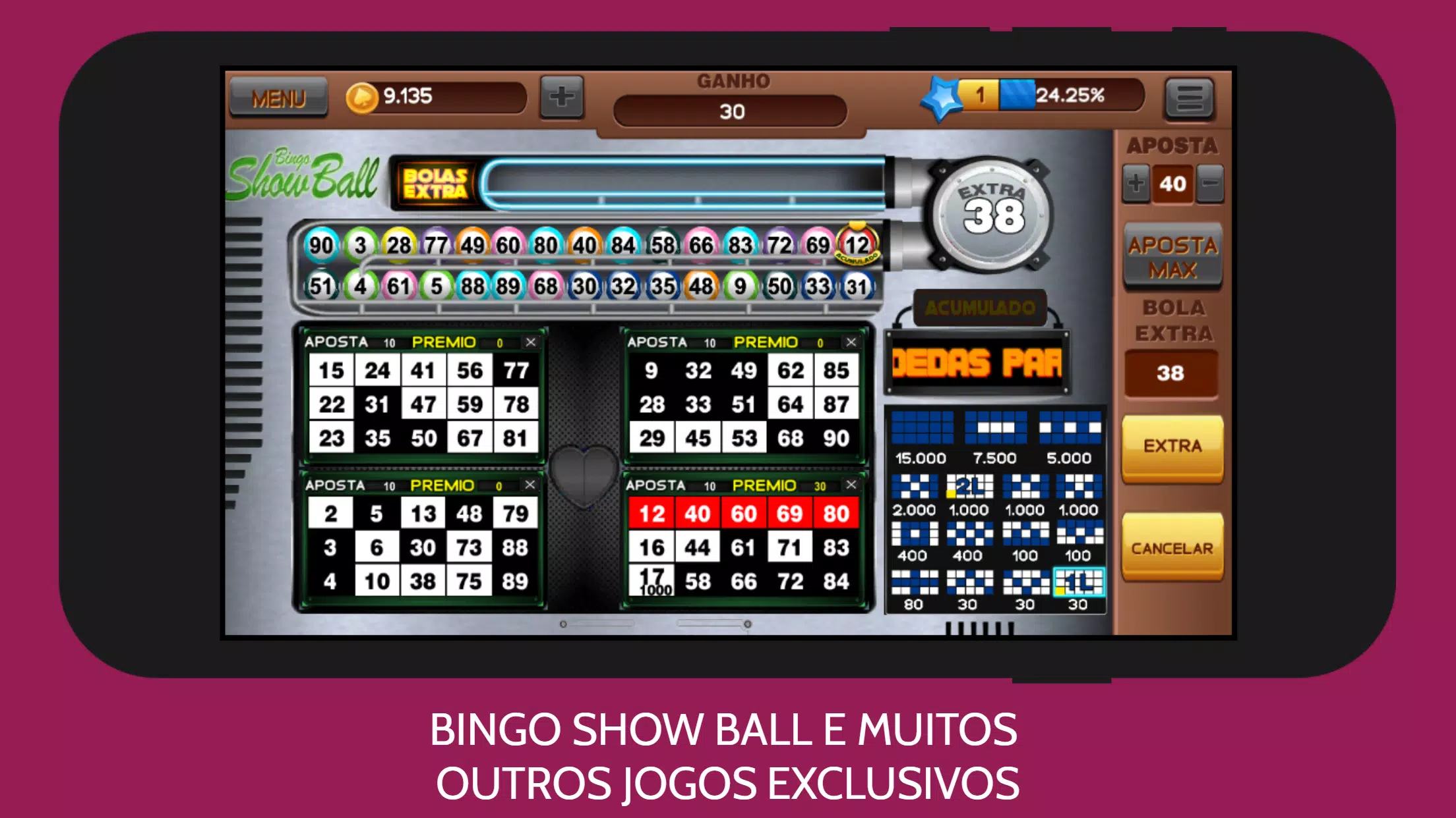 Jogar  Show Ball 3 video bingo grátis agora !