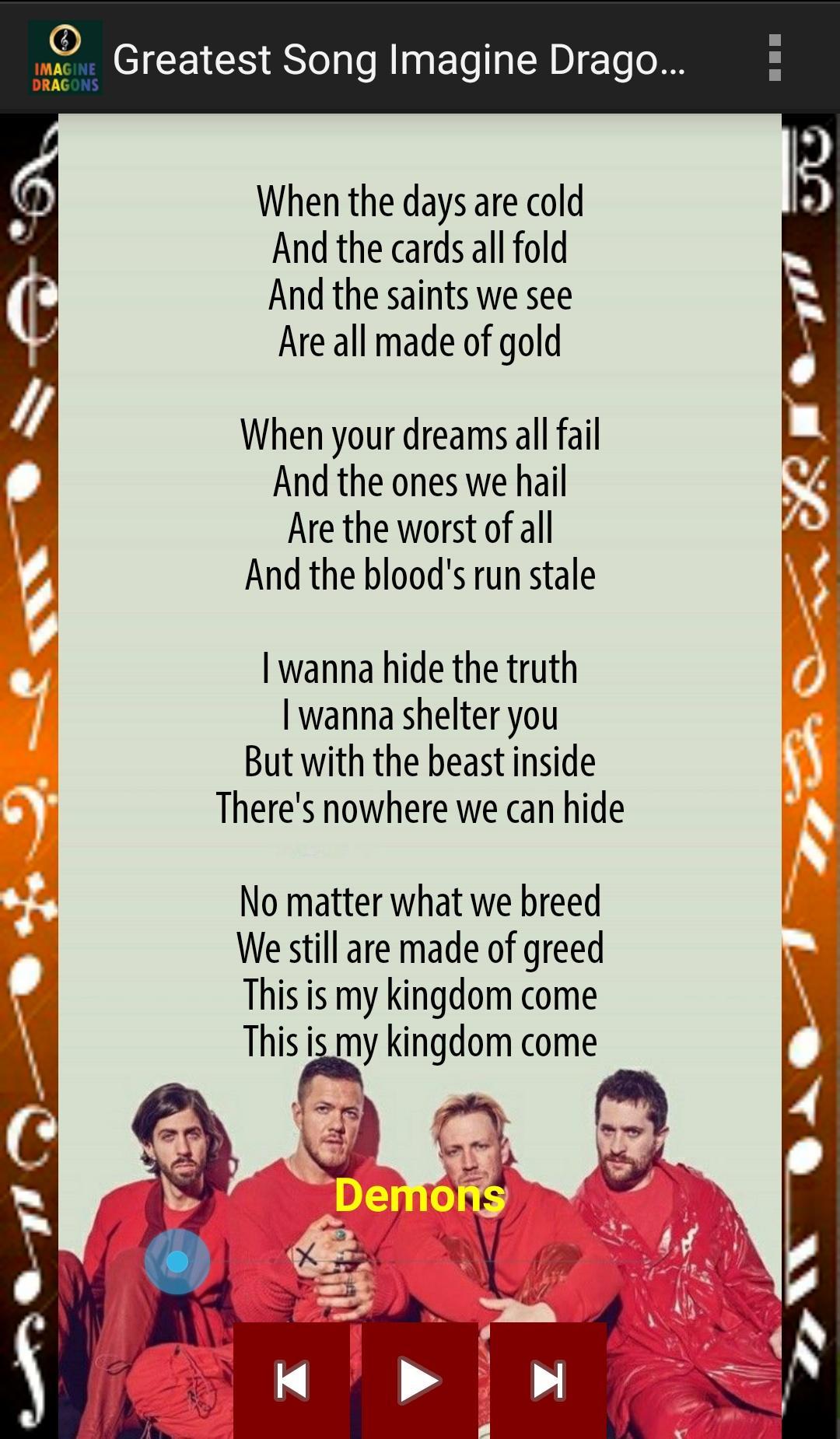 Lirik Lagu Demons Imagine Dragons - Arsia Lirik