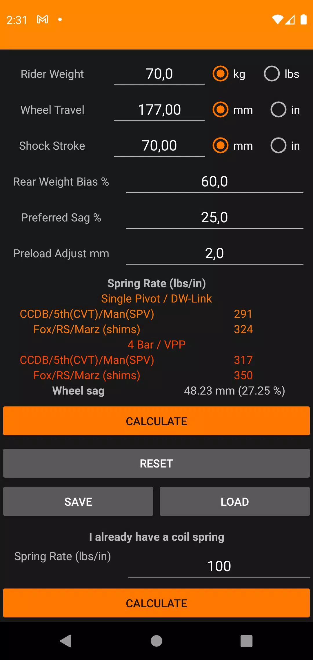 Rear Shock Coil Calculator APK for Android Download