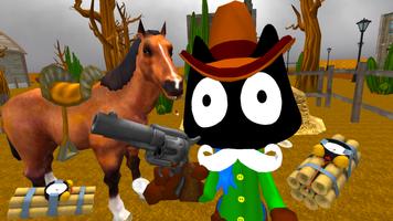 Cat Cowboy. Cartoon Neighbor Plakat