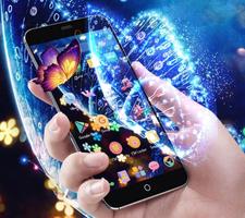 Neon Crystal Butterfly Glitter Theme الملصق