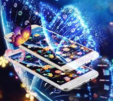 Neon Crystal Butterfly Glitter Theme تصوير الشاشة 1