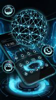 Neon cyan technology theme poster