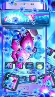 Neon Butterfly Glass Tech Theme Affiche