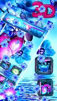 برنامه‌نما Neon Butterfly Glass Tech Theme عکس از صفحه