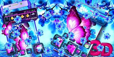 برنامه‌نما Neon Butterfly Glass Tech Theme عکس از صفحه