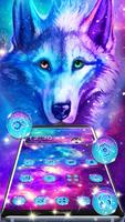 Neon Galaxy Wolf Thème Affiche